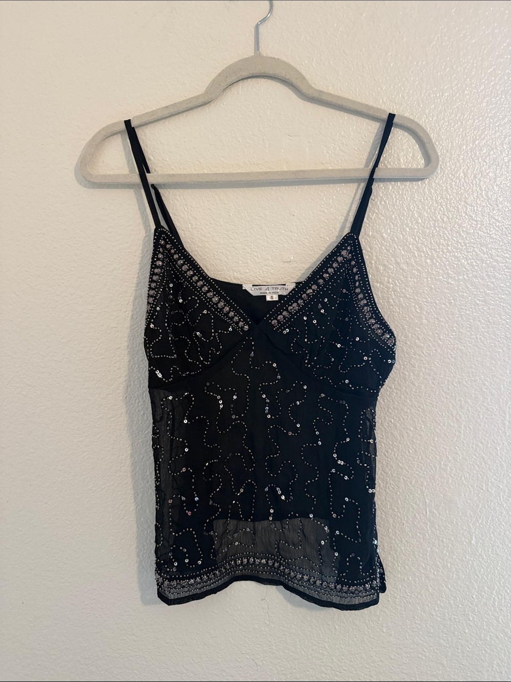Live 4 Truth Black Beaded Mesh Camisole